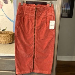 NWT Poppy Red Corduroy Pencil Skirt